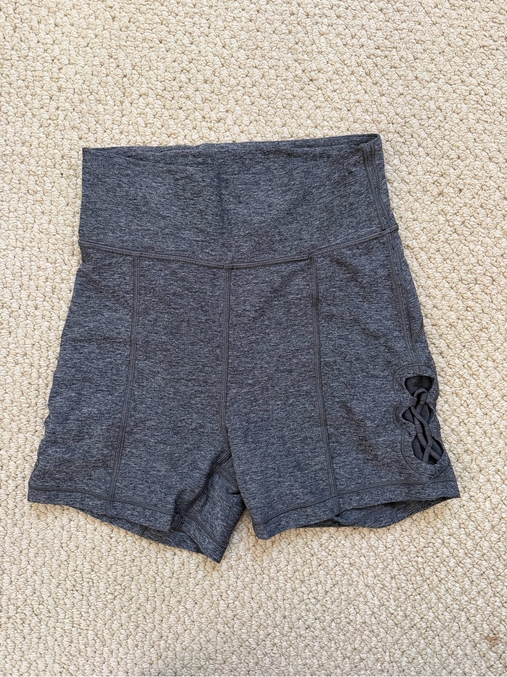 lululemon athletica Charcoal Gray High-Rise Athletic Shorts with Side Lattice